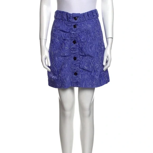 NWT GANNI Blue/Lavender Asymmetric Miniskirt Size 42 (US 10/12) - Picture 6 of 11